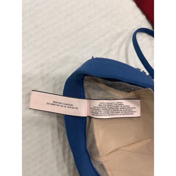 Victoria's Secret Women’s XS Lot of 2 Lace Bralettes Front Closure Blue/Red Pads - Picture 8 of 13